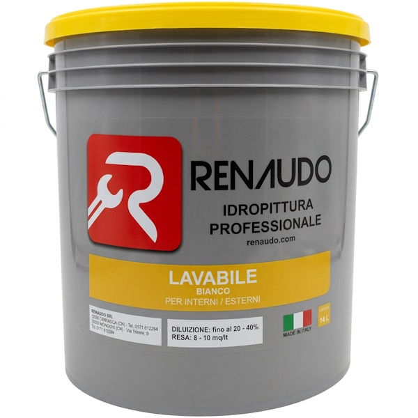 Renaudo Bianco LT14 Idropittura Lavabile per Esterni/INTERNI